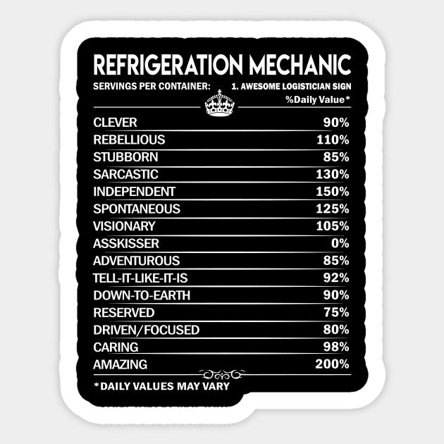 Refrigeration Mechanic T Shirt - Refrigeration Mechanic Factors Daily Gift Item Tee Sticker by Jolly358